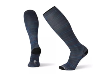 Image of Smartwool Compression Cruisin Along Print OTC Socks - Mens, Denim, Large, SW003993420-L