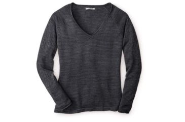 Image of Smartwool Granite Falls Micro Stripe V-Neck Sweater - Womens, Charcoal Heather, Extra Small, SW000126010XS