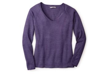 Image of Smartwool Granite Falls Micro Stripe V-Neck Sweater - Womens, Mountain Purple Heather, Extra Small, SW000126592XS