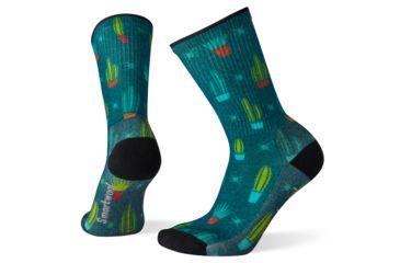 Image of Smartwool Hike Light Cactus Print Crew Socks - Womens, Dark Peacock, Large, SW001239B69-L