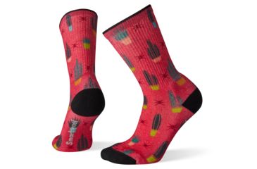 Image of Smartwool Hike Light Cactus Print Crew Socks - Womens, Watermelon, Large, SW001239669-L