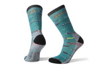 Image of Smartwool Hike Light Canoe Print Crew - Womens, Mediterranean Green, Large, SW001424A19-L