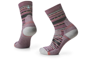 Image of Smartwool Hike Light Cushion Stitch Stripe Mid Crew Socks - Womens, Argyle Purple, Large, SW001577J191-L