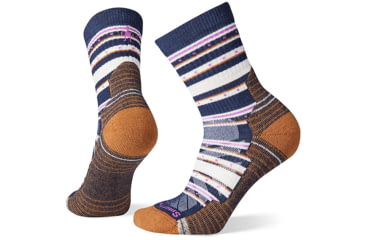 Image of Smartwool Hike Light Cushion Stitch Stripe Mid Crew Socks - Womens, Deep Navy, Small, SW0015770921-S