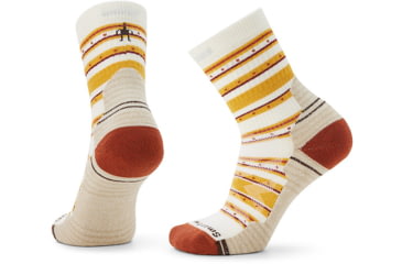 Image of Smartwool Hike Light Cushion Stitch Stripe Mid Crew Socks - Womens, Natural, Small, SW0015771001-S