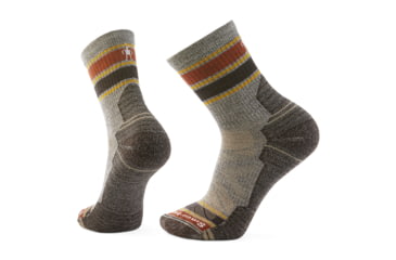 Image of Smartwool Hike Light Cushion Striped Mid Crew Socks - Mens, Taupe/Natural Marl, Medium, SW001609G26100M000