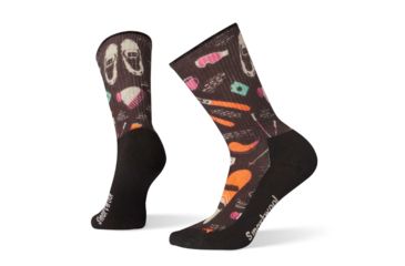 Image of Smartwool Hike Light Hut Trip Print Crew Socks - Womens, Black, Small, SW001186001-S