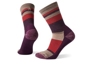 Image of Smartwool Hike Light Striped Crew Socks - Womens, Bordeaux, Small, SW001238590-S