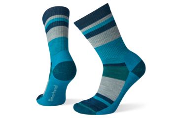 Image of Smartwool Hike Light Striped Crew Socks - Womens, Deep Marlin, Large, SW001238C51-L
