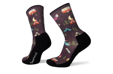 Image of Smartwool Hike Light Summer Nights Print Crew - Women's, Bordeaux, Medium, SW001399590-M