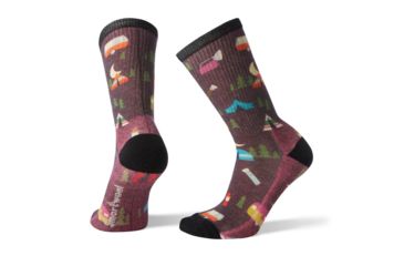 Image of Smartwool Hike Light Summer Nights Print Crew - Womens, Bordeaux, Medium, SW001399590-M