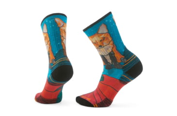 Image of Smartwool Hike Targeted Cushion Geo Fox Print Crew Socks - Womens, Capri, Small, SW002687810100S000