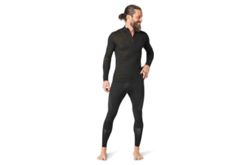 Image of Smartwool Intraknit Merino 200 Pattern 1/4 Zip - Mens, Black/Military Olive Camo, Large, SW016408F27-L