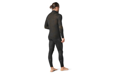 Image of Smartwool Intraknit Merino 200 Pattern 1/4 Zip - Mens, Black/Military Olive Camo, Large, SW016408F27-L