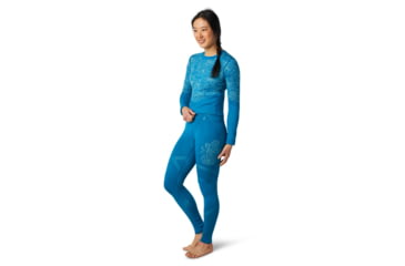 Image of Smartwool Intraknit Merino 200 Pattern Bottom - Womens, Ocean Abyss/Wave Blue Floral Scape, Small, SW016416F34-S