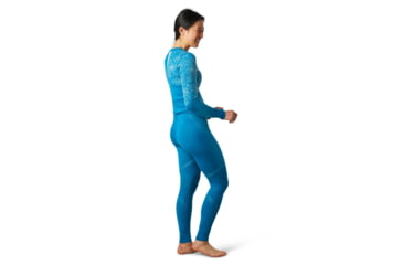 Image of Smartwool Intraknit Merino 200 Pattern Bottom - Womens, Ocean Abyss/Wave Blue Floral Scape, Small, SW016416F34-S