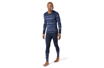 Image of Smartwool Intraknit Merino 200 Pattern Crew - Mens, Deep Navy Mountain Stripe, Small, SW016407F26-S
