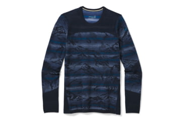 Image of Smartwool Intraknit Merino 200 Pattern Crew - Mens, Deep Navy Mountain Stripe, Small, SW016407F26-S