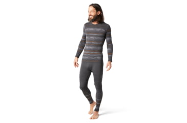 Image of Smartwool Intraknit Merino 200 Pattern Crew - Mens, Forged Iron Mountain Stripe, 2XL, SW016407F25-XXL