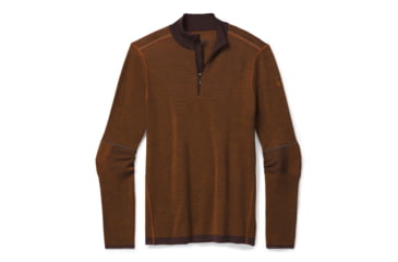 Image of Smartwool Intraknit Merino 250 Thermal 1/4 Zip - Mens, Woodsmoke/Monument Orange, Small, SW016144F52-S