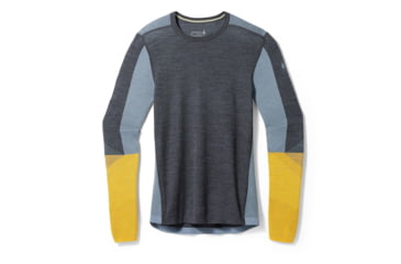 Image of Smartwool Intraknit Thermal Merino Base Layer Colorblock Crew - Mens, Charcoal/Honey Gold, Small, SW016453M371-S