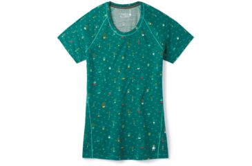 Image of Smartwool Merino 150 Baselayer Print Short Sleeve - Womens, Dark Peacock Cactus Print, Extra Large, SW016161D75-XL