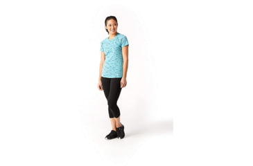 Image of Smartwool Merino 150 Baselayer Print Short Sleeve - Womens, Nile Blue, Medium, SW016161B46-M