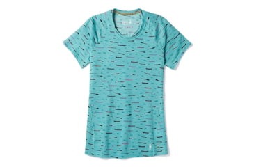 Image of Smartwool Merino 150 Baselayer Print Short Sleeve - Womens, Nile Blue, Medium, SW016161B46-M