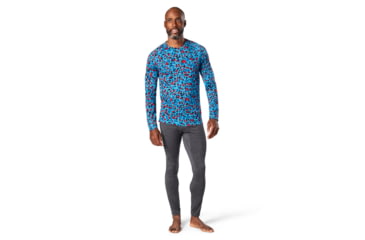 Image of Smartwool Merino 150 Long Sleeve Baselayer - Mens, Ocean Blue/Balabar Print, 2XL, SW016042D73-Ob/BP-XXL
