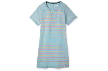 Image of Smartwool Merino 150 Short Sleeve Dress - Womens, Wave Blue Stripe, Extra Small, SW015122D53-XS