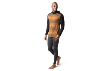 Image of Smartwool Merino 250 Baselayer Hoodie - Mens, Military Olive Mountain Scape/Black, Medium, SW016359E81-M