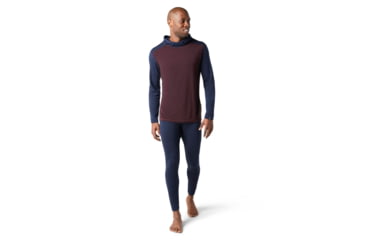 Image of Smartwool Merino 250 Baselayer Hoodie - Mens, Woodsmoke Heather/Deep Navy, Large, SW016359E61-L