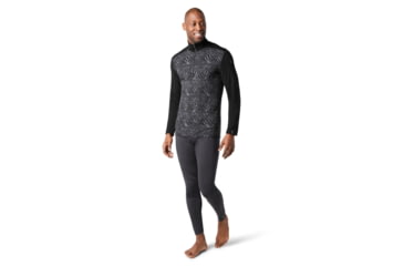 Image of Smartwool Merino 250 Baselayer Pattern 1/4 Zip - Mens, Black Bryan Iguchi Mountains, Large, SW016357F21-L