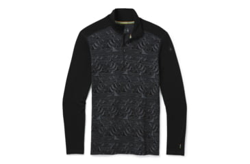 Image of Smartwool Merino 250 Baselayer Pattern 1/4 Zip - Mens, Black Bryan Iguchi Mountains, Large, SW016357F21-L