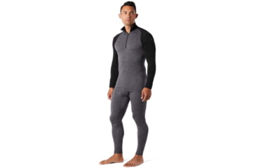Image of Smartwool Merino 250 Baselayer Pattern 1/4 Zip - Mens, Black/Medium Grey, Small, SW0NP616D85