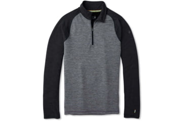 Image of Smartwool Merino 250 Baselayer Pattern 1/4 Zip - Mens, Black/Medium Grey, Small, SW0NP616D85