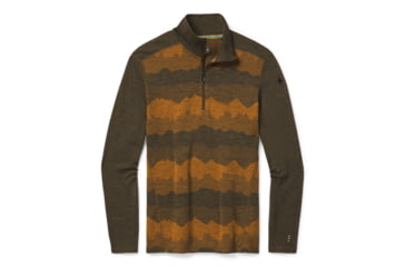 Image of Smartwool Merino 250 Baselayer Pattern 1/4 Zip - Mens, Military Olive Mountain Scape, 2XL, SW016357E29-XXL