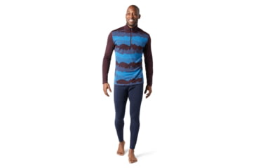 Image of Smartwool Merino 250 Baselayer Pattern 1/4 Zip - Mens, Woodsmoke Mountain Scape, 2XL, SW016357E28-XXL