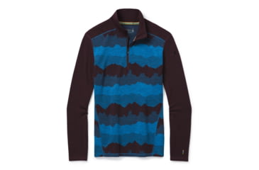 Image of Smartwool Merino 250 Baselayer Pattern 1/4 Zip - Mens, Woodsmoke Mountain Scape, 2XL, SW016357E28-XXL