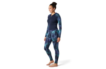 Image of Smartwool Merino 250 Baselayer Pattern Bottom - Womens, Deep Navy Forest Scape, Extra Small, SW019243E43-XS