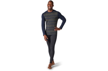Image of Smartwool Merino 250 Baselayer Pattern Crew - Mens, Deep Navy Mountain Range, Small, SW016351H13S