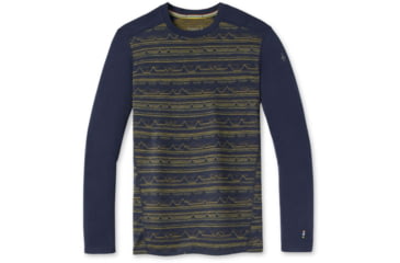 Image of Smartwool Merino 250 Baselayer Pattern Crew - Mens, Deep Navy Mountain Range, Small, SW016351H13S