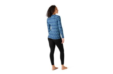 Image of Smartwool Merino 250 Baselayer Pattern Crew - Womens, Alpine Blue/Modern Plaid, Extra Small, SW016371F54-AB/MP-X-Small
