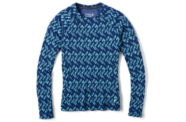 Image of Smartwool Merino 250 Baselayer Pattern Crew - Womens, Alpine Blue/Modern Plaid, Extra Small, SW016371F54-AB/MP-X-Small