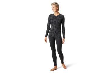 Image of Smartwool Merino 250 Baselayer Pattern Crew - Womens, Black Traced Dahlia, Small, SW016371E42-S