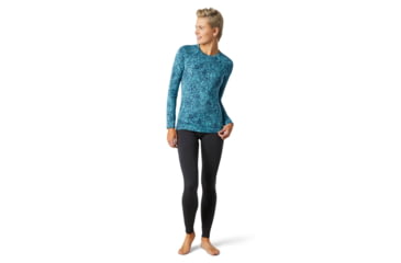 Image of Smartwool Merino 250 Baselayer Pattern Crew - Womens, Wave Blue Traced Dahlia, Large, SW016371E39-L