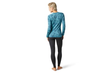 Image of Smartwool Merino 250 Baselayer Pattern Crew - Womens, Wave Blue Traced Dahlia, Large, SW016371E39-L