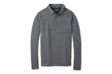Image of Smartwool Merino 250 Long Sleeve Polo - Mens, Medium Gray Tick Stitch, 2XL, SW000293B99-XXL