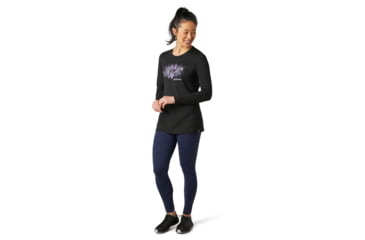 Image of Smartwool Merino Sport 150 Alpine Tree Line Long Sleeve Graphic Tee - Womens, Black, Extra Small, SW016333001-XS