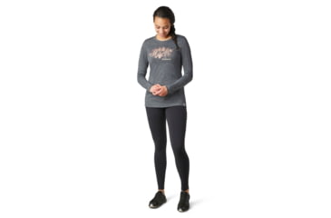 Image of Smartwool Merino Sport 150 Alpine Tree Line Long Sleeve Graphic Tee - Womens, Medium Gray Heather, Extra Small, SW016333084-XS